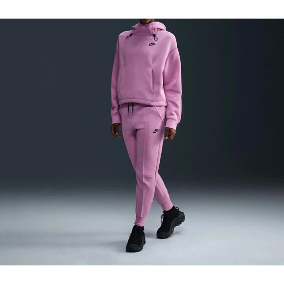 $130 Nike Sportswear Tech Fleece Women's oversize pink  Hoodie Flax FV6322 Sz S - Picture 2 of 8